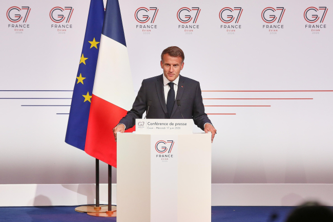 Sommet du G7 : Le président français Emmanuel Macron 