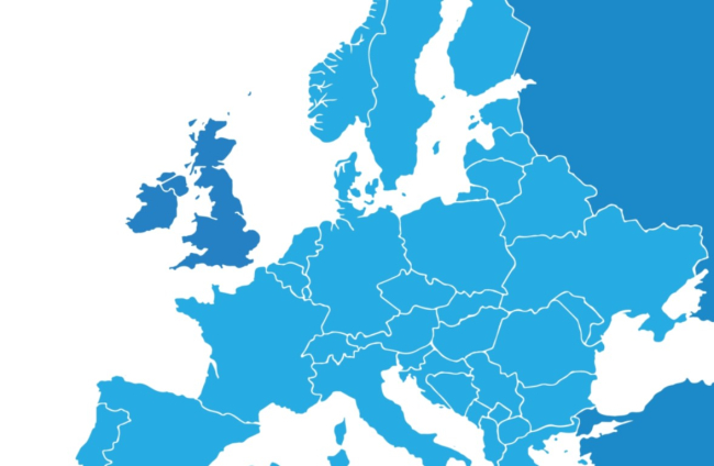 Carte de l'Europe bleue