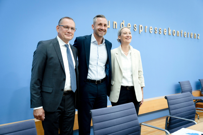 Conférence de presse de l'AfD à Berlin, le 7 septembre 2026