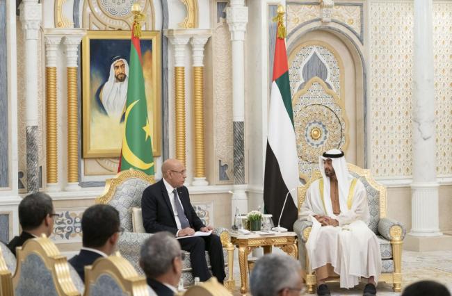 Le cheikh Mohammed ben Zayed Al Nahyane et Mohamed Ould Sheikh Al-Ghazouani aux Emirats arabes Unis 