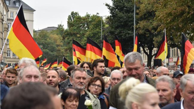 Chemnitz, Germany, September 01, 2018: Afd demonstration Trauermarsch