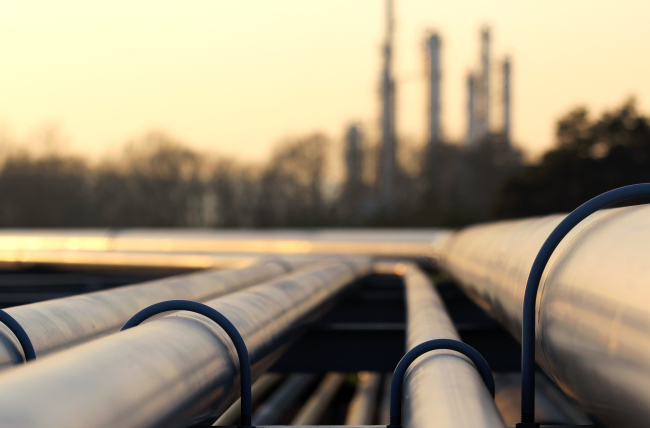 steel pipes in crude oil factory