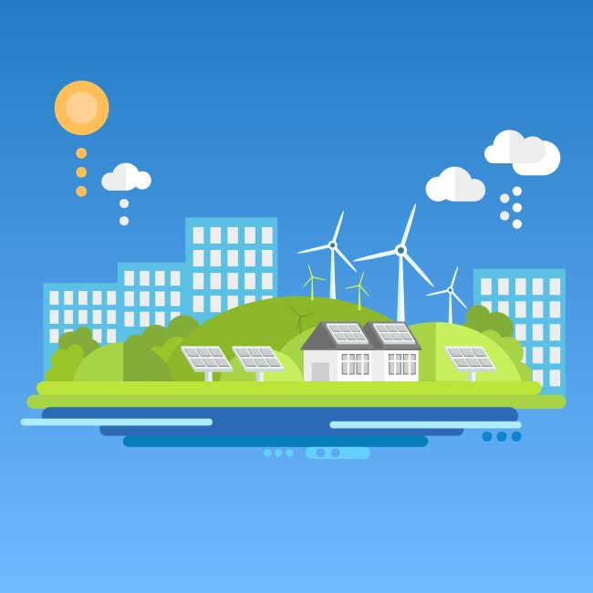 Shutterstock/Flat design concepts for ecology. Vector illustration. Ecology landscape windmills 
