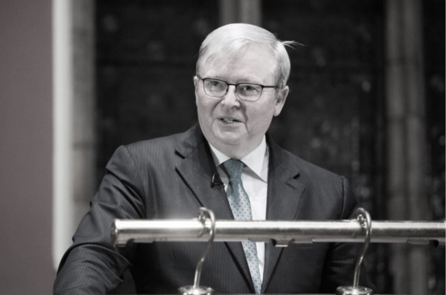 Kevin Rudd at the Oxford Union, UK - 11 Oct 2017