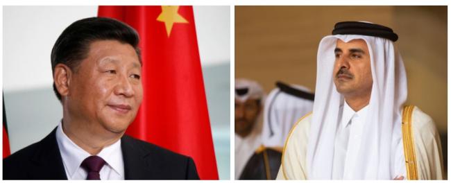 Chinese President Xi Jinping and the Emir of Qatar Tamim Al Thani