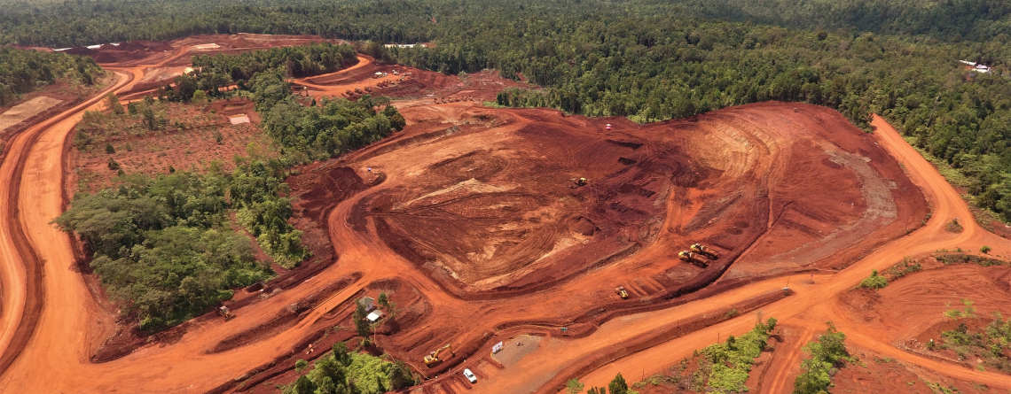 Opening and clearing of a nickel mining area in Indonesia