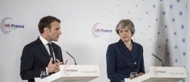 Prime Minister Theresa May welcomes France President Emmanuel Macron to the UK-France Summit, at Sandhurst.