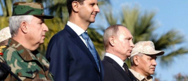 Bashar al-Assad, Vladimir Putin and Russian Defence Minister General Sergei Shoigu