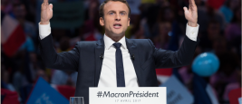PARIS, FRANCE - APRIL 17, 2017 : Emmanuel Macron in meeting