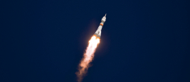 Launch of a Soyuz rocket from Baikonur cosmodrome
