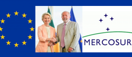 Ursula von der Leyen Präsidentin der Europäischen Kommission und Luiz Inácio Lula da Silva, Präsident von Brasilien - (Flagge der Europäischen Union; Flagge des Gemeinsamen Marktes des Südens; Flagge des Mercosur)