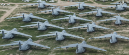 C-5 Galaxy strategic airlifters stored at US Air Force Base Davis Monthan, Arizona