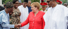 Der nigerianische Präsident Buhari empfängt die deutsche Kanzlerin Angela Merkel in seiner offiziellen Residenz am 31. August 2018. Copyright Channels TV