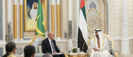 Le cheikh Mohammed ben Zayed Al Nahyane et Mohamed Ould Sheikh Al-Ghazouani aux Emirats arabes Unis 