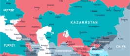 Carte du Caucase et d'Asie centrale - Illustration Vectorielle détaillée