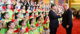 President Donald Trump and President Xi Jinping meet children at welcoming ceremonies, Beijing, November 9, 2017