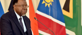 Namibian President Hage Geingob addressing the South African bi-national commission.