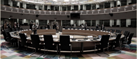 Plenary room in the European Council bulding in Brussels.