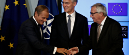 EU President Donald Tusk, NATO Secretary General Jens Stoltenberg, EU Commission President Jean-Claude Juncker