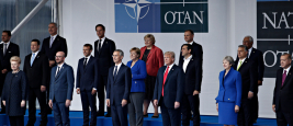 Heads of governments of member countries of NATO at the opening ceremony of NATO summit 2018 in front of NATO headquarters in Brussels, Belgium on July 11, 2018