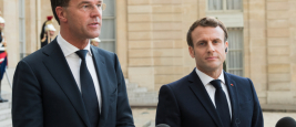 Prime Minister of the Netherlands Mark Rutte and french president Emmanuel Macron, Elysee Palace