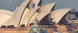 HMAS Parramatta Anzac-class frigate of the Royal Australian Navy in Sydney Harbor