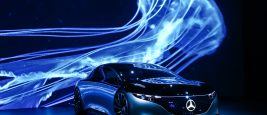 Frankfurt am Main, Deutschland - 17. September 2019: Weltpremiere des Luxusfahrzeugs Mercedes-Benz Vision EQS auf der IAA 2019 (Internationale Automobil Ausstellung) in Frankfurt