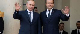 President Emmanuel Macron welcoming Vladimir Putin, the President of Russian Federation at the Elysée Palace, December, 2019