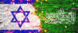 Drapeaux du Hamas et d'Israël