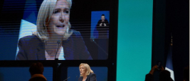 Marine Le Pen during her speech at the National Rally Convention, Reims, France - February 5, 2022 