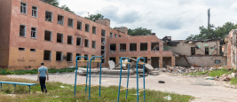 Une école détruite à Tchernihiv, Ukraine, 27 juillet 2022