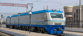 An electric locomotive in Uzbekistan