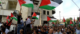 MK Member of Knesset Basel Ghattas attends anti Israel protest with PLO flags, demand liberation of Al Aqsa mosque and occupied territories, solidarity with Palestinians