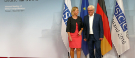Le ministre fédéral des Affaires étrangères, Frank-Walter Steinmeier, accueille Federica Mogherini, haute représentante de l'UE pour les affaires étrangères et la politique de sécurité. Potsdam, Allemagne. 1er Septembre 2016.
