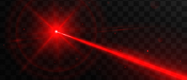 Rayon laser rouge abstrait. Isolé sur fond noir transparent