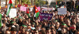 Amman, Jordanie - 11 octobre 2015 : la confrérie musulmane jordanienne manifeste contre le gouvernement pendant le printemps arabe