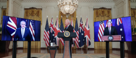 Discours du Président Joe Biden aux côtés des Premiers ministres Scott Morrison et Boris Johnson, Washington, 15 septembre 2021