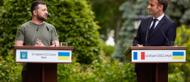 Le Président Volodymyr Zelensky et le Président Emmanuel Macron à Kiev, 16 juin, 2022 