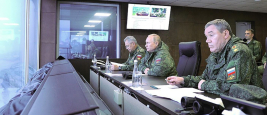 Vladimir Putin, Valeri Gerasimov and Sergey Shoygu © Russian Ministry Defense/UPI/Shutterstock