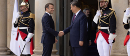 President of France Emmanuel Macron welcomes President of the People's Republic of China Xi Jinping at the Elysee Palace, Paris - 6 May 2024