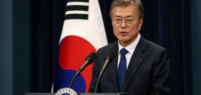 President Moon Jae-in at his 1st Press Conference. May 10, 2017. Credits: South Korean Ministry of Culture, Sports and Tourism