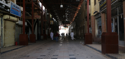 Kuwait City - April 20, 2020: Hallways of Mubarakiya Market in Kuwait city are nearly empty due to Covid-19 lockdown
