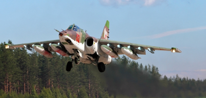 Russian Air Force Sukhoi Su-25 bomber in flight, July 26, 2020.
