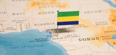 Le drapeau du Gabon sur la carte du monde