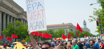 WASHINGTON APRIL 29: Protesters at the People’s Climate March highlight the need to take action on climate change in Washington DC on April 29, 2017