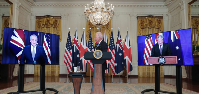 Discours du Président Joe Biden aux côtés des Premiers ministres Scott Morrison et Boris Johnson, Washington, 15 septembre 2021