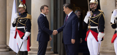 President of France Emmanuel Macron welcomes President of the People's Republic of China Xi Jinping at the Elysee Palace, Paris - 6 May 2024