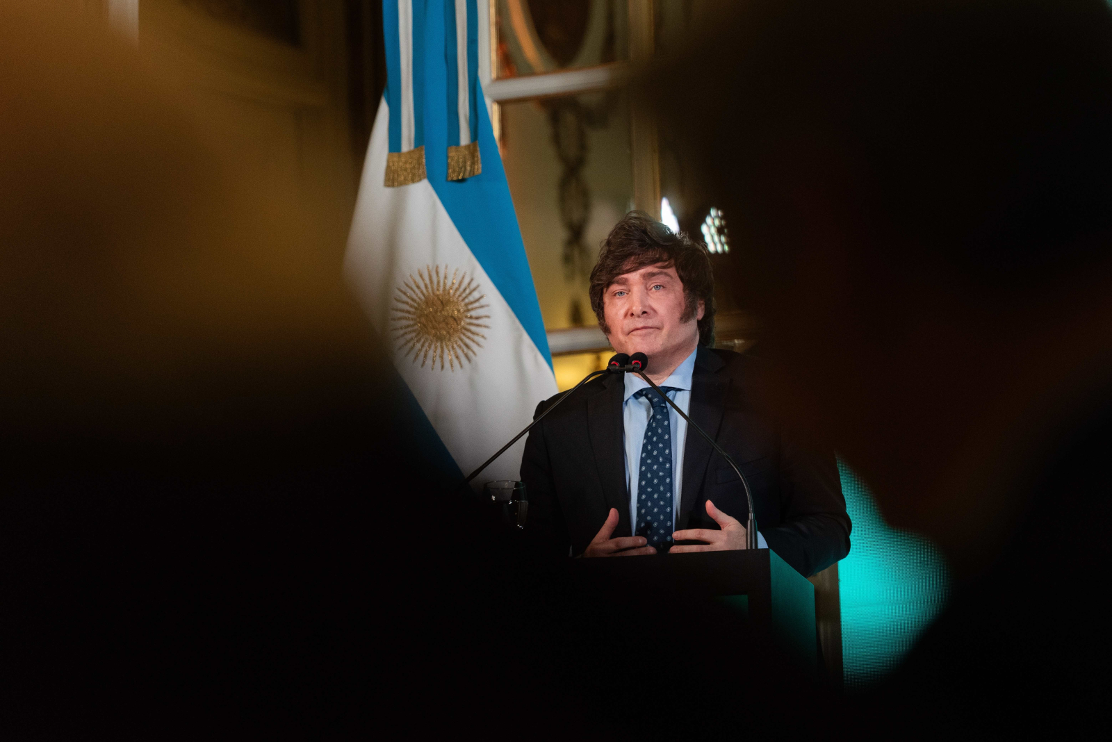 Javier Milei prononçant un discours à Buenos Aires en août 2023
