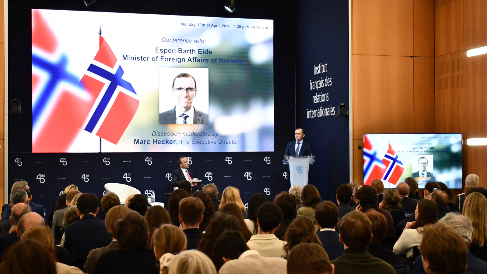 Conference with Espen Barth Eide, Minister of Foreign Affairs of Norway Ifri Marc Hecker