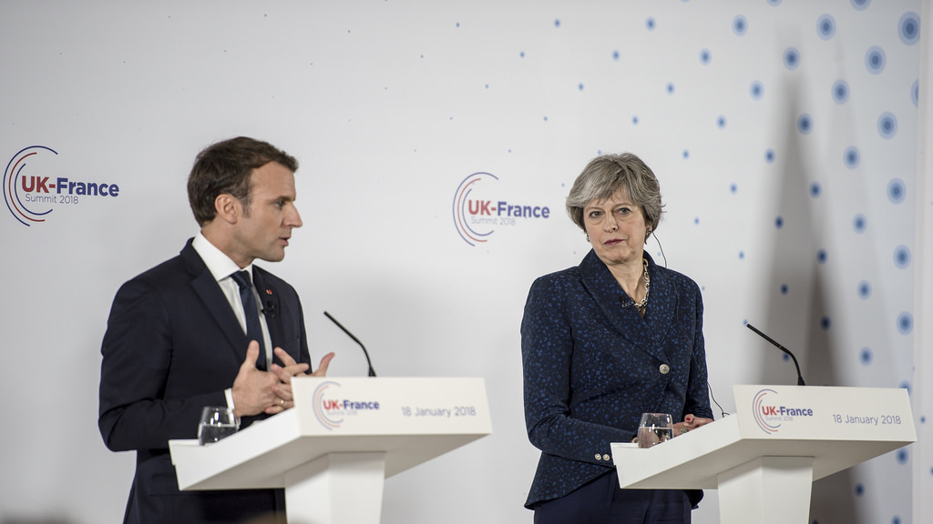 Prime Minister Theresa May welcomes France President Emmanuel Macron to the UK-France Summit, at Sandhurst.